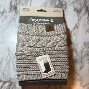 BearPaw Light Tan Cream Sweater Knit Boot Toppers NWT